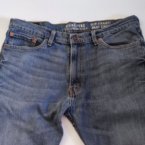 Signature by Levi Strauss jeans slim straight blue men's size 36 - Picture 2 of 12